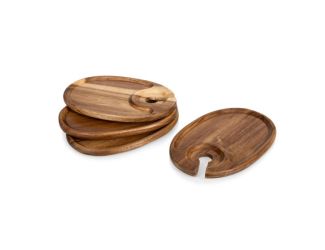 Wine Appetizer Plate Set - Acacia Wood