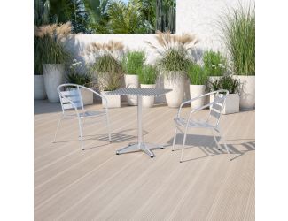 23.5" Square Aluminum Smooth Top Indoor-Outdoor Table with Base