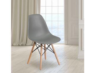 Moss Gray Plastic Chair with Wooden Legs - Hospitality Seating - Side Chair
