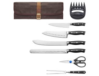9pc Barbecue Carving Tool Set w/ Roll Bag