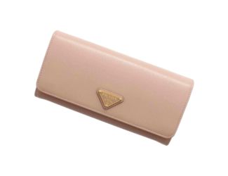 Prada Vitello Move Cipria Beige Leather Continental Long Wallet Gold Triangle Logo