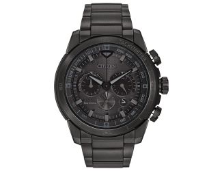 Men's Ecosphere Eco-Drive Watch, Black SS with Black Dial