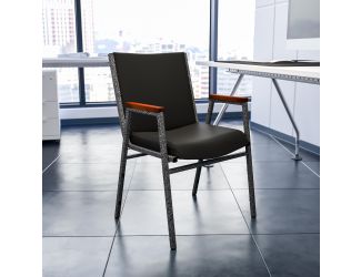 Heavy Duty Black Vinyl Stack Chair with Arms - Reception Furniture
