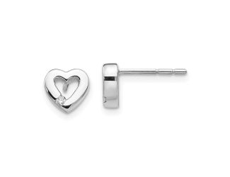 White Ice Sterling Silver RH Plated White Ice .04ct Diamond Heart Earrings