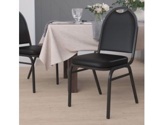 Commercial Dome Back Stacking Banquet Chair - Black Vinyl/Black Frame