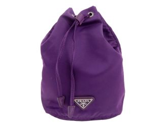 Prada UVA Purple Tessuto Nylon Triangle Logo Drawstring Bucket Bag