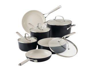 10pc Hard Anodized Ceramic Cookware Set Black