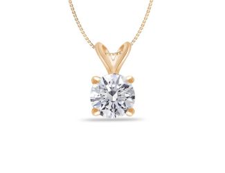 Bright White Round Lab Grown Diamond Pendant in 14K Yellow Gold 0.25ct, Color-FG, Clarity-VS