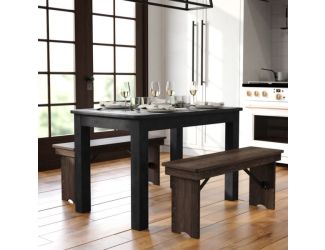 46" x 30" Rectangular Black Wash Solid Pine Farm Dining Table