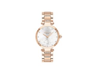 Ladies Park Rose Gold-Tone Crystal Watch Silver & White Motif Dial