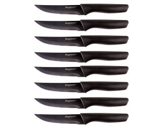 Serrated 8pc Steak Knife Set, Black