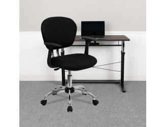 Mid-Back Black Mesh Padded Swivel Task Office Chair with Chrome Base and Arms