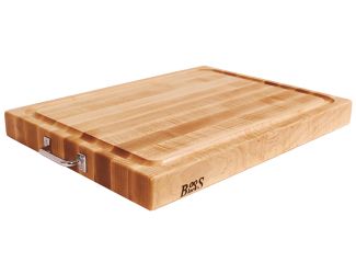 Maple Reversible Cutting Board with Groove and Chrome Handles, 24'' x 18'' x 2.25''