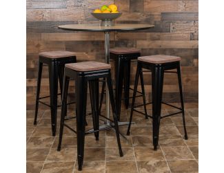 4 Pack 30" High Metal Indoor Bar Stool - Stackable Stool, Black
