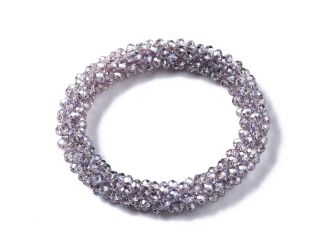 Light Purple Luster Faceted Glass Bead Stretch Bracelet
