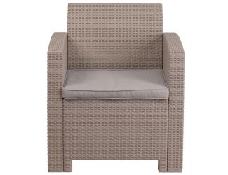 Faux Rattan Patio Chair: Light Gray