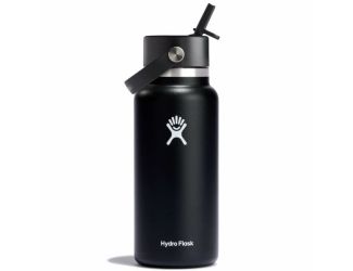 32 oz. Wide Mouth Bottle w/Flex Straw Cap - Black