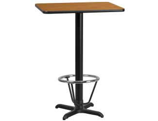 24" x 30" Natural Laminate Table Top & 22x22 Bar Height Table Base w/Foot Ring