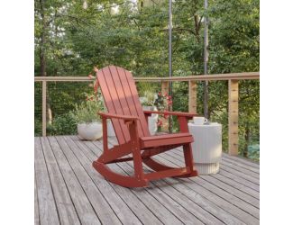Adirondack Style Poly Resin Wood Rocking Chair for Indoor/Outdoor Use - Black