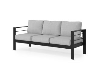 Outdoor 3-Seater Patio Sofa w/Cushions - Light Gray