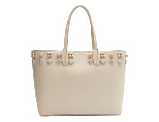 Christian Louboutin Cabata Spike Large Tote Shoulder Bag Leche Ivory