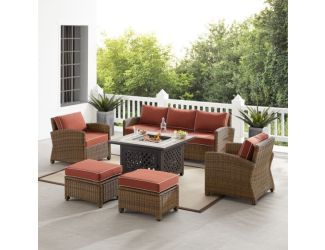 Bradenton 6Pc Wicker Outdoor Sofa Set W/ Fire Table