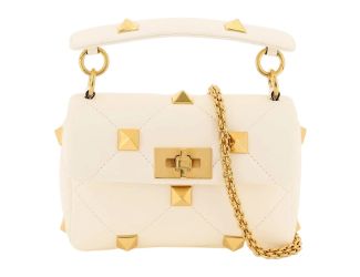 Valentino Garavani Roman Stud Small Crossbody Bag Ivory Nappa Leather