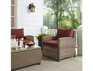 Bradenton Outdoor Wicker Arm Chair with Sangria Cushions