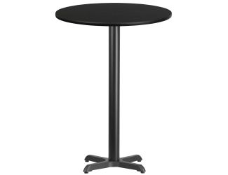 30" Round Black Laminate Table Top with 22" x 22" Bar Height Table Base