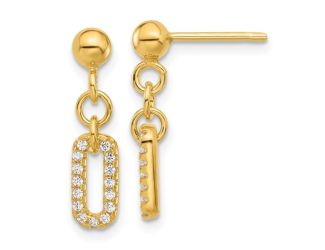 Sterling Silver Gold-Plated Polished CZ Earrings