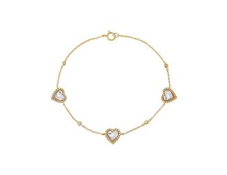 Triple Diamond Stone Heart Bracelet