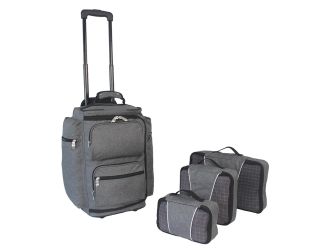 Heather Grey 4 Pc Set - 20" Wheeling Duffel & 3 Pc Packing Cube