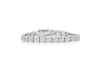 Bright White Privilege Round Lab Grown Diamond Tennis Bracelet in 14K White Gold 17.00ct,EF,VS1 VS2