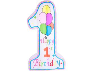 8-Ft. Tall First Birthday Outdoor Blow-Up Inflatable with Lights and Storage Bag