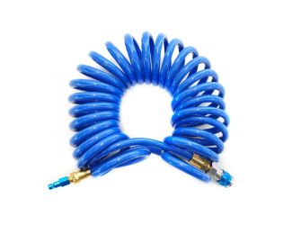 25-Foot Coiled 3/8-Inch ID Air Hose with Reusable 1/4-Inch NPT Brass and Quick Connect Fittings