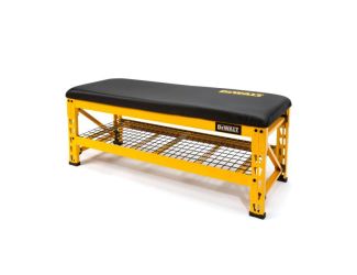 Garage Bench with Wire Grid Storage Shelf