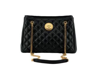 Versace La Medusa Black Quilted Nappa Leather Large Tote Bag