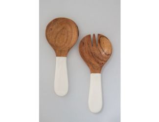 Jeanne Fitz Wood + White Collection Acacia Wood Salad Servers