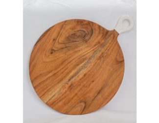 Jeanne Fitz Wood + White Collection Acacia Wood Round Charcuterie Board, Large