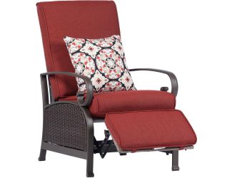 Madrid Wicker Adjustable Recliner in Crimson Red