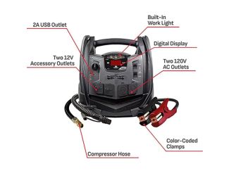 Schumacher 1500 Peak Amp Portable Power Jump Starter + AC/12V DC/USB Power