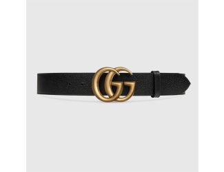 Wide Leather Belt w/ Double G Buckle Size 41.34