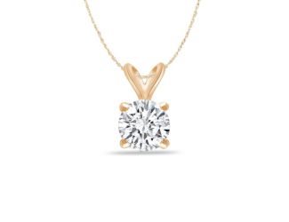 Bright White Round Lab Grown Diamond Pendant in 14K Yellow Gold 0.06ct, Color-FG, Clarity-VVS