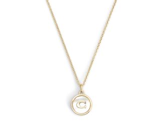 Mother of Pearl Coin Pendant - Cream/Gold