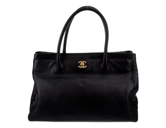 Chanel Executive Cerf Tote Black Leather Medium