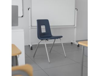 Navy Student Stack Chair 18"H Seat - Classroom Chair for Middle-High-Adults