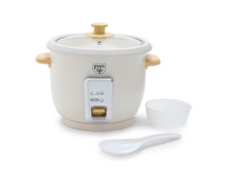 6 Cup Rice Cooker w/ Wood Handles Cream