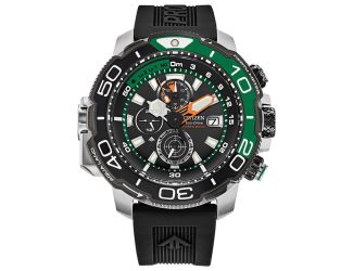 Citizen Men's Eco-Drive Promaster Aqualand Dive Watch, Black Poly Strap & Green Accents