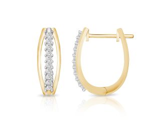 PARIKHS Princess cut Diamond Hoop Earring in 14K Yellow Gold 0.30ct, Color-IJ, Clarity-VS2 SI1