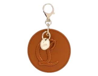 Christian Louboutin Round Leather Logo Brown Bag Charm Keychain